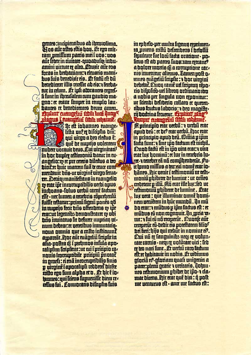 Leaf, facsimile Vulgate Bible