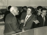 Adams and Peter Selz, The Running Fence Project Revisted, Reception, Atrium- GTU Library, April 15, 1988