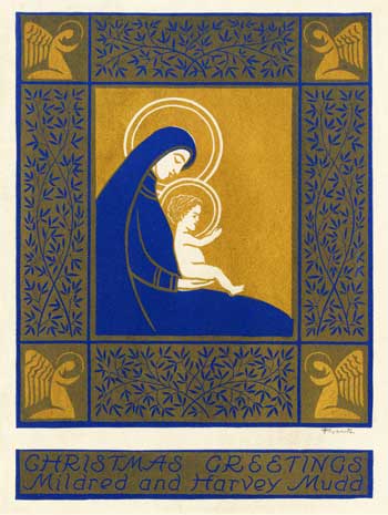 Franz Geritz woodcut Madonna and child